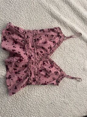 miami Pink Floral Ruffle Satin Cami